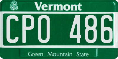 VT license plate CPO486