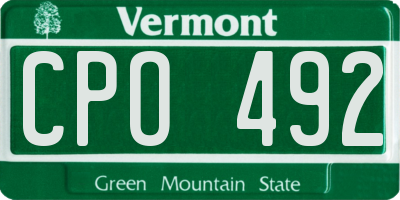 VT license plate CPO492