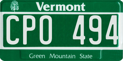 VT license plate CPO494