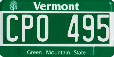 VT license plate CPO495