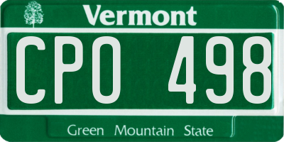 VT license plate CPO498