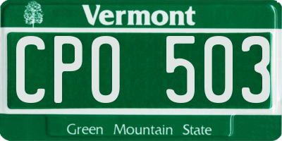 VT license plate CPO503
