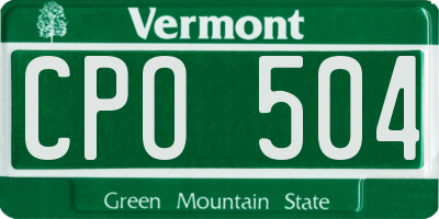 VT license plate CPO504