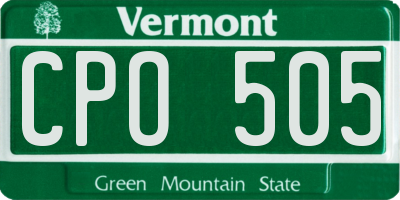 VT license plate CPO505