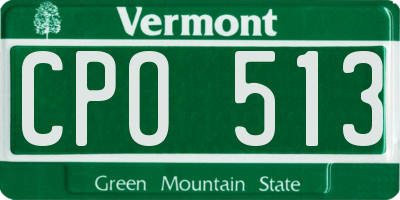 VT license plate CPO513