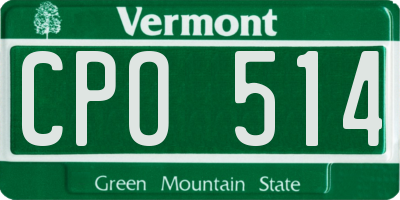 VT license plate CPO514