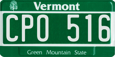 VT license plate CPO516