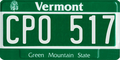 VT license plate CPO517