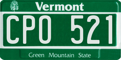 VT license plate CPO521