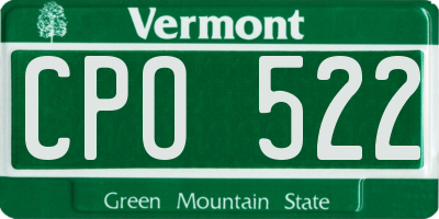 VT license plate CPO522