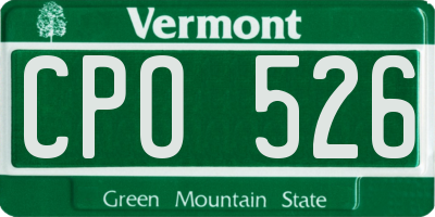 VT license plate CPO526