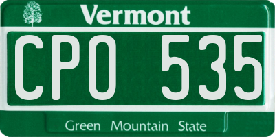 VT license plate CPO535