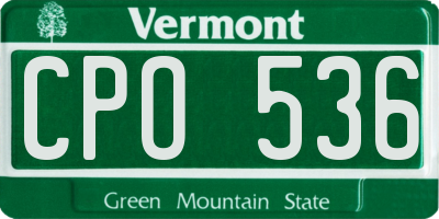 VT license plate CPO536