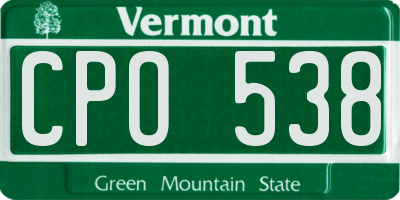 VT license plate CPO538