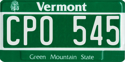 VT license plate CPO545