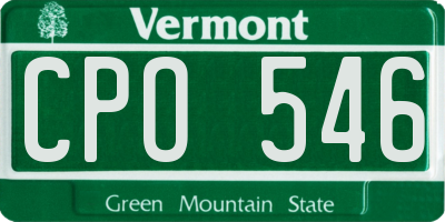 VT license plate CPO546