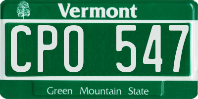 VT license plate CPO547