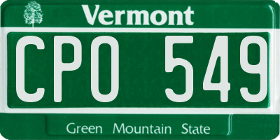 VT license plate CPO549