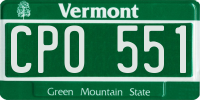 VT license plate CPO551