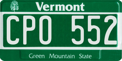 VT license plate CPO552