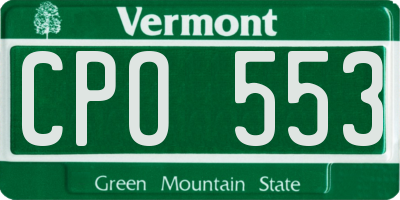 VT license plate CPO553