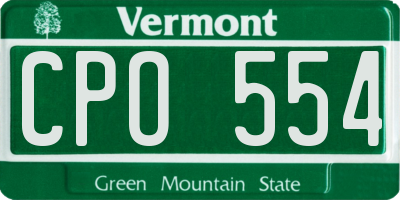 VT license plate CPO554