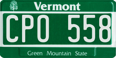 VT license plate CPO558