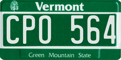 VT license plate CPO564