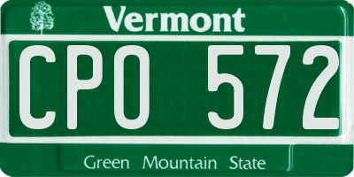 VT license plate CPO572