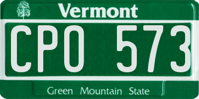 VT license plate CPO573
