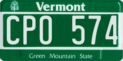 VT license plate CPO574