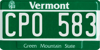 VT license plate CPO583