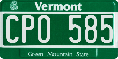 VT license plate CPO585