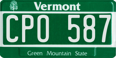 VT license plate CPO587