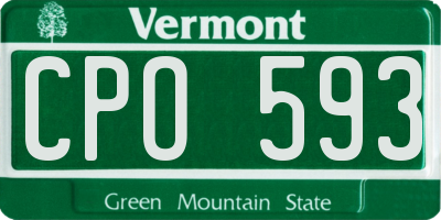 VT license plate CPO593