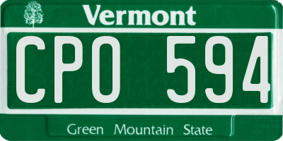 VT license plate CPO594