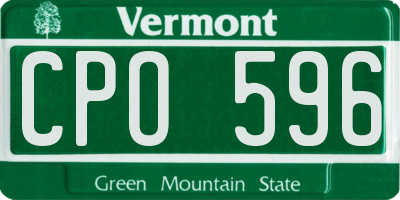 VT license plate CPO596