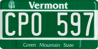 VT license plate CPO597