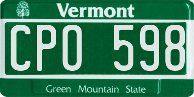 VT license plate CPO598