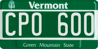 VT license plate CPO600