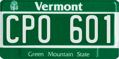 VT license plate CPO601