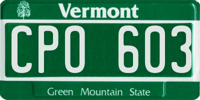 VT license plate CPO603