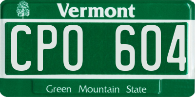 VT license plate CPO604