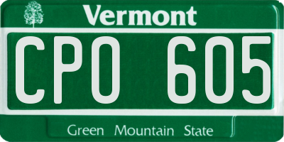 VT license plate CPO605
