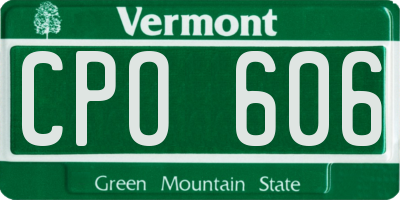 VT license plate CPO606