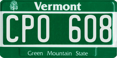VT license plate CPO608