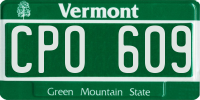 VT license plate CPO609