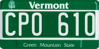 VT license plate CPO610