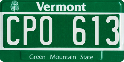 VT license plate CPO613
