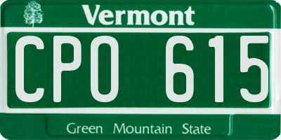 VT license plate CPO615